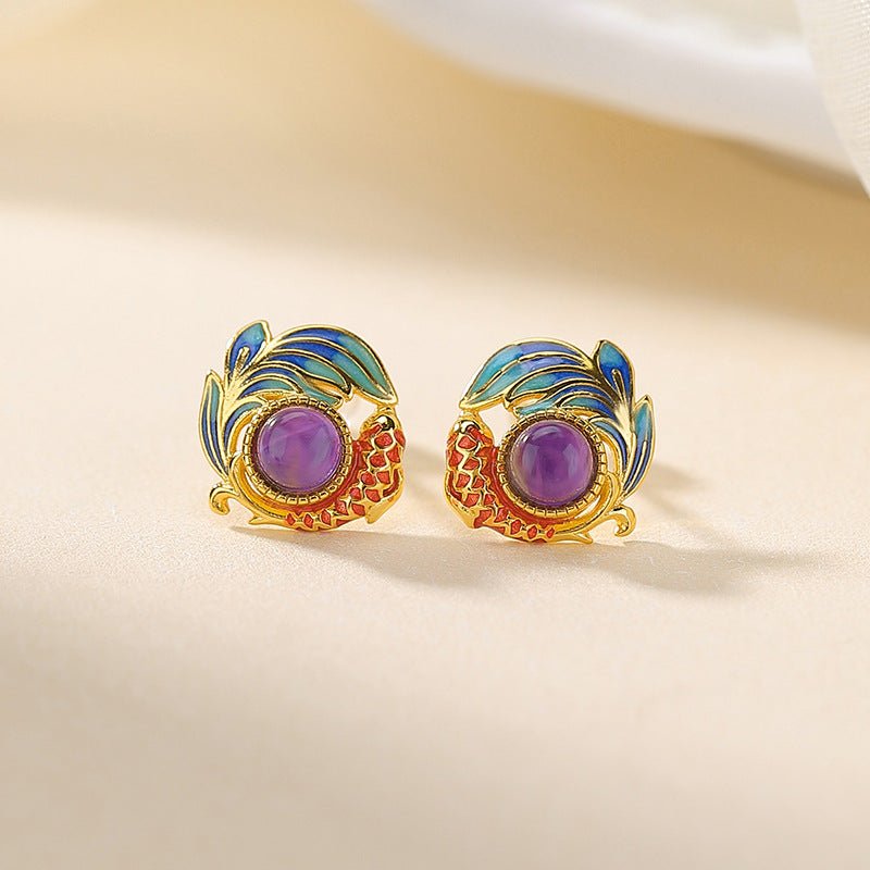 New Chinese Style Earrings Collection – Goldfish & Koi Crystal Designs - Taichi - Zen