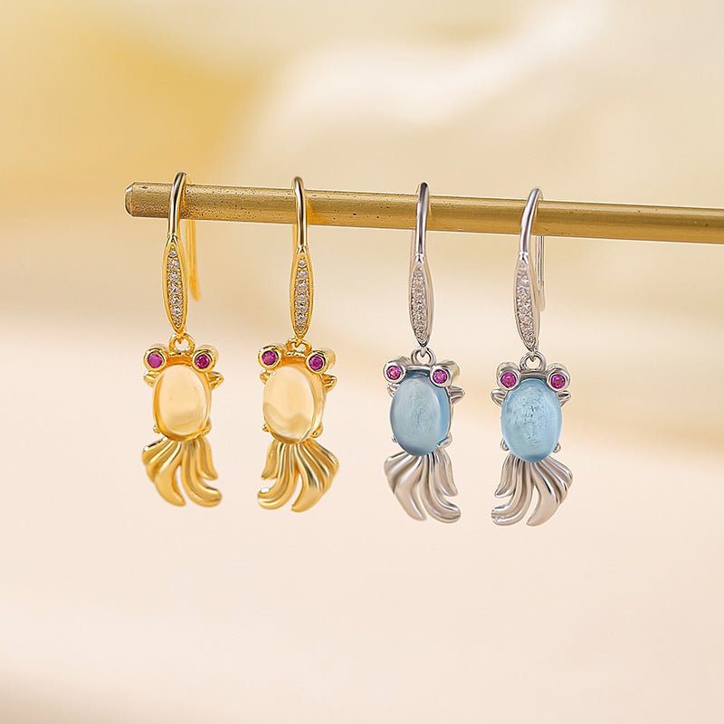 New Chinese Style Earrings Collection – Goldfish & Koi Crystal Designs - Taichi - Zen