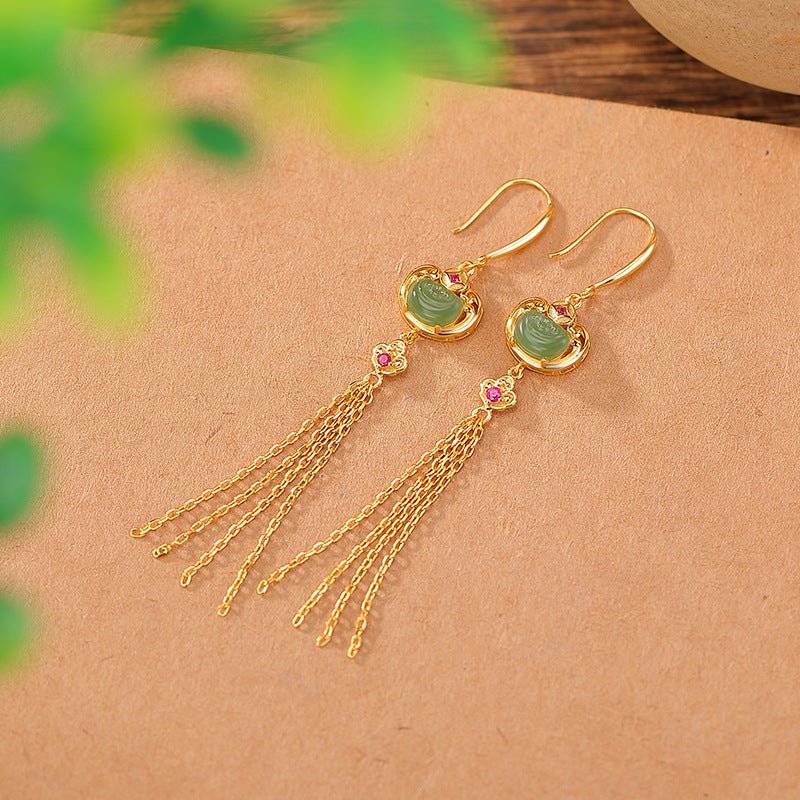 Jade Energy Earrings – 925 Silver & Gold for Grounding + Flow - Taichi - Zen