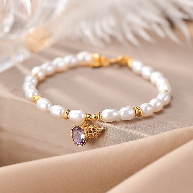 The Mindful Luxury Bracelet – Pearl & Amethyst Harmony for Clarity & Grace - Taichi - Zen