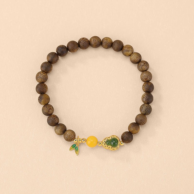 S925 Gold - Plated Agarwood & Gemstone Bracelet – "Sacred Harmony Strand - Taichi - Zen