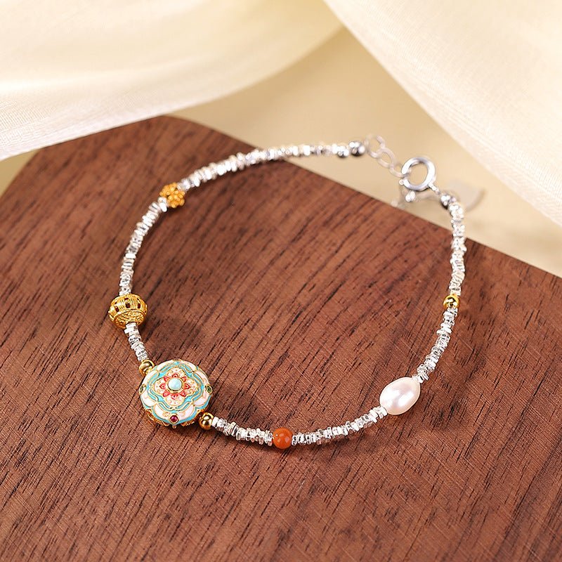 S925 Gold - Plated "Broken Silver" Bracelet – "Whispering Garden Cuff" - Taichi - Zen