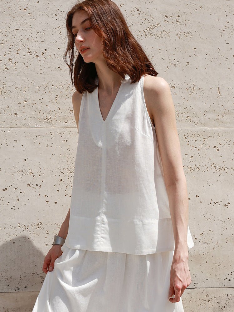 Flow Form – 100% Linen A - Line Sleeveless Top - Taichi - Zen
