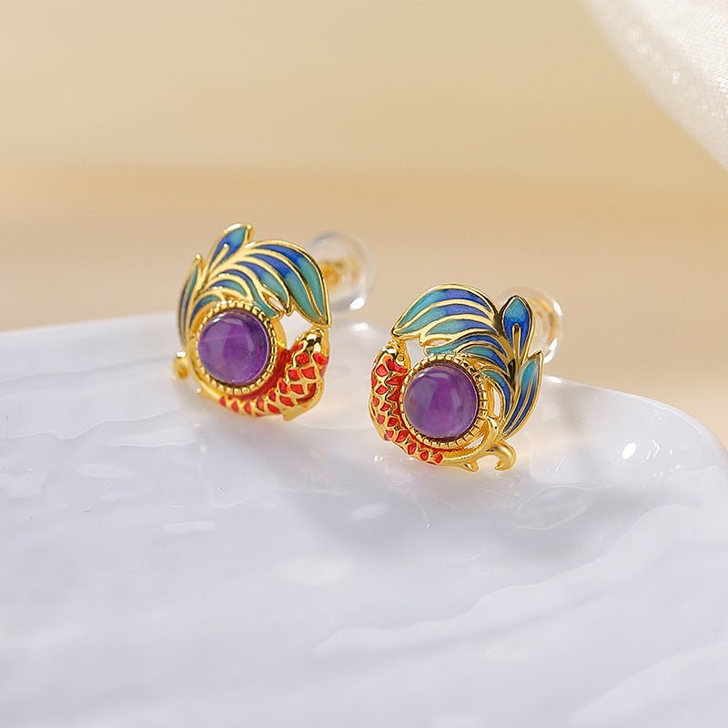 New Chinese Style Earrings Collection – Goldfish & Koi Crystal Designs - Taichi - Zen