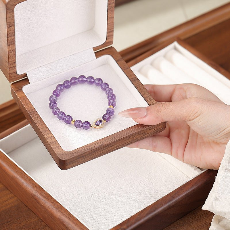 S925 Sterling Silver Gold - Plated Amethyst Bracelet – Hollow Gourd Beads for Luck & Serenity" - Taichi - Zen
