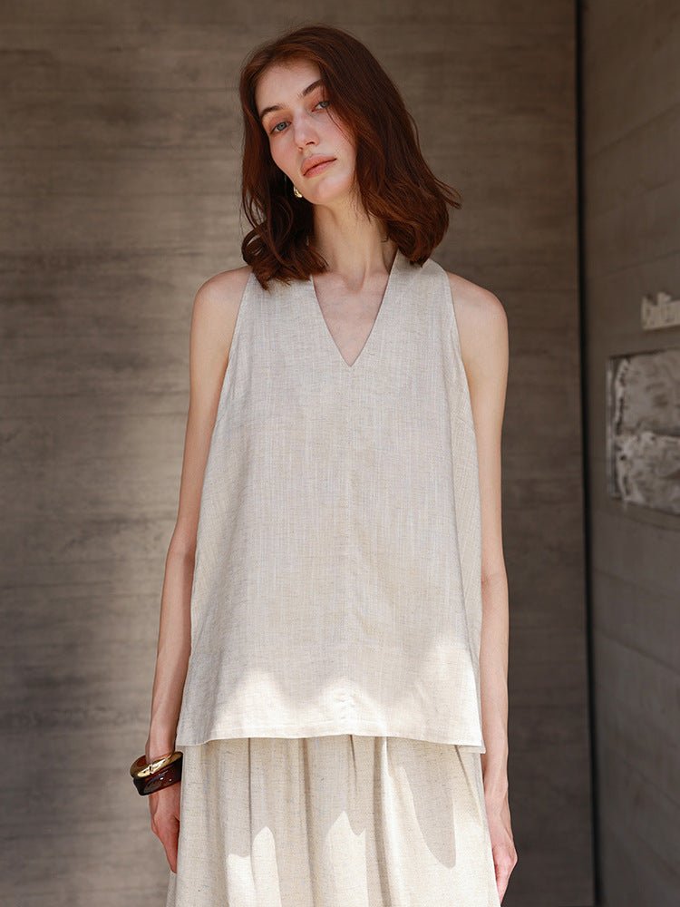 Flow Form – 100% Linen A - Line Sleeveless Top - Taichi - Zen
