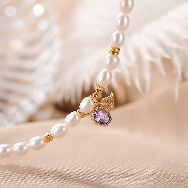 The Mindful Luxury Bracelet – Pearl & Amethyst Harmony for Clarity & Grace - Taichi - Zen