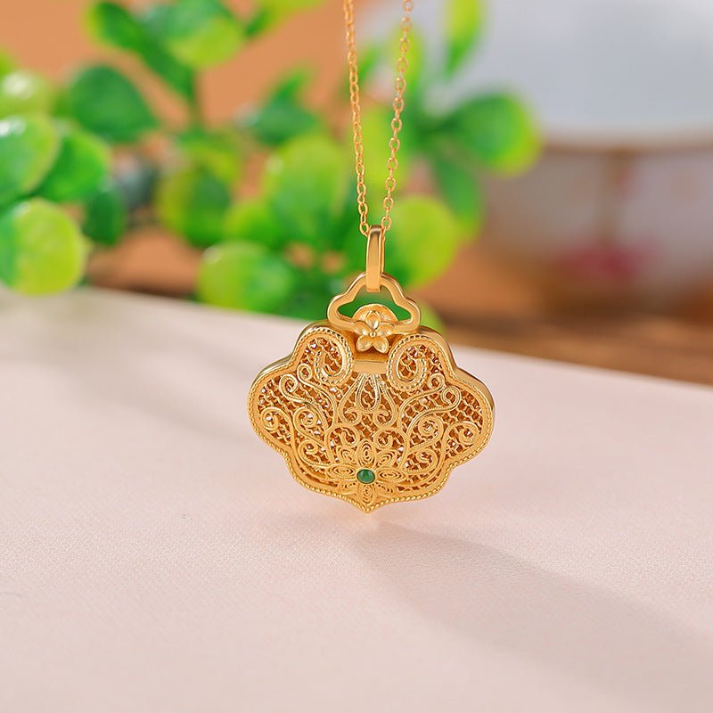 S925 Gold - Plated Red Agate Pendant – "Blossoming Fortune" - Taichi - Zen