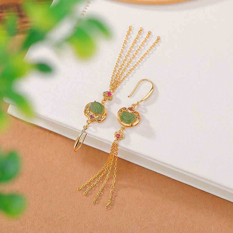 Jade Energy Earrings – 925 Silver & Gold for Grounding + Flow - Taichi - Zen
