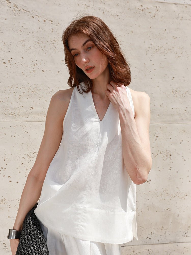 Flow Form – 100% Linen A - Line Sleeveless Top - Taichi - Zen