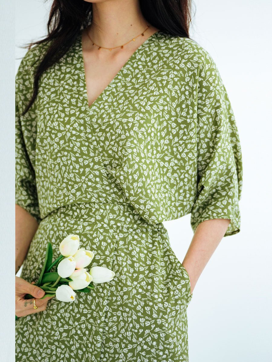 Green Printed Summer Dress — Light Without Asking - Taichi - Zen