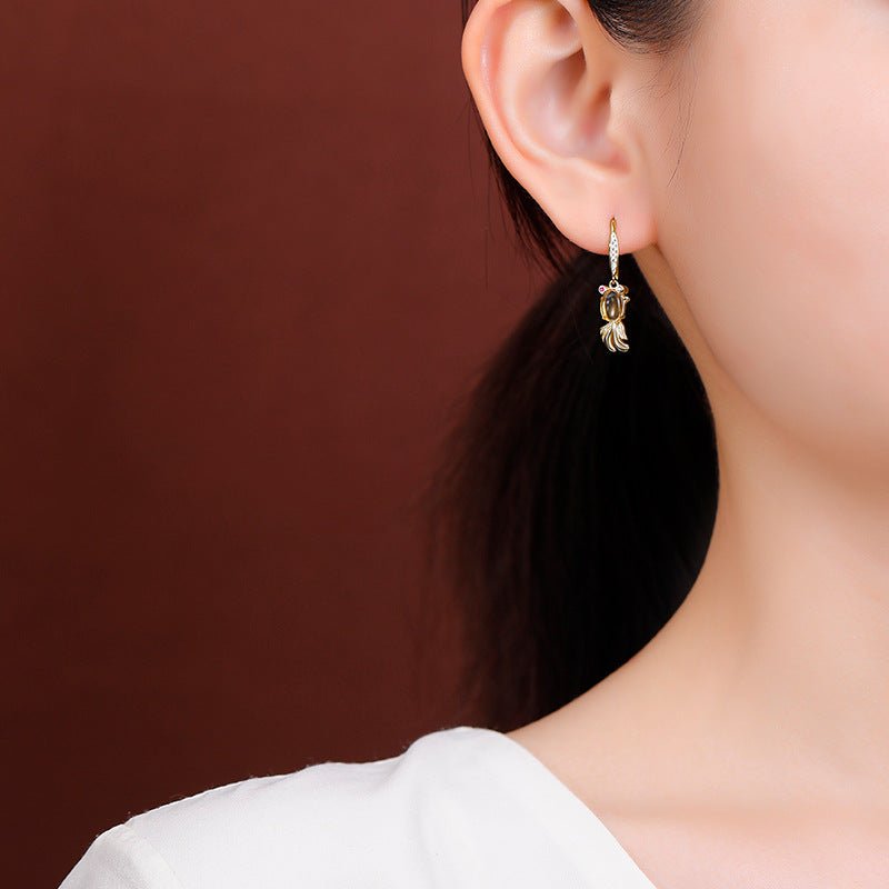 New Chinese Style Earrings Collection – Goldfish & Koi Crystal Designs - Taichi - Zen