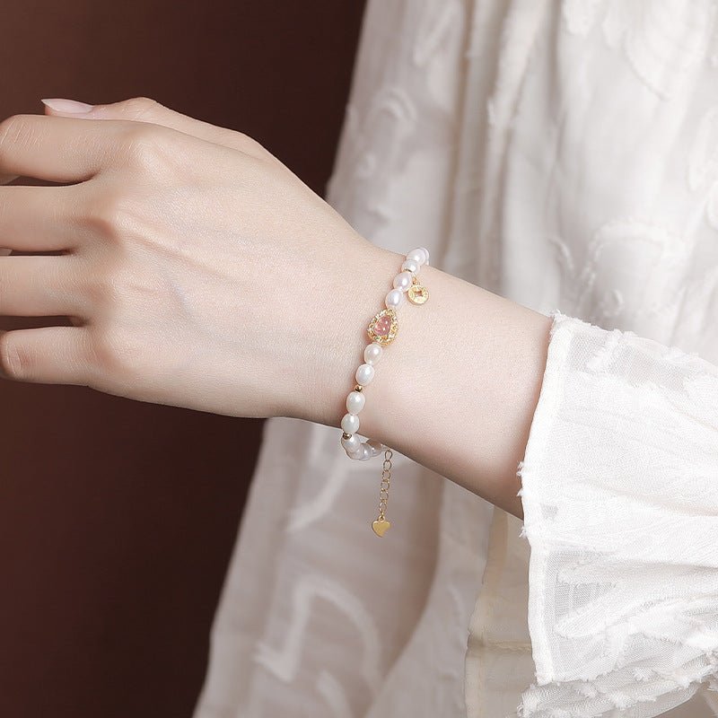 S925 Sterling Silver Pearl & Tourmaline Bracelet – Coins of Prosperity & Hollow Gourd Charms - Taichi - Zen