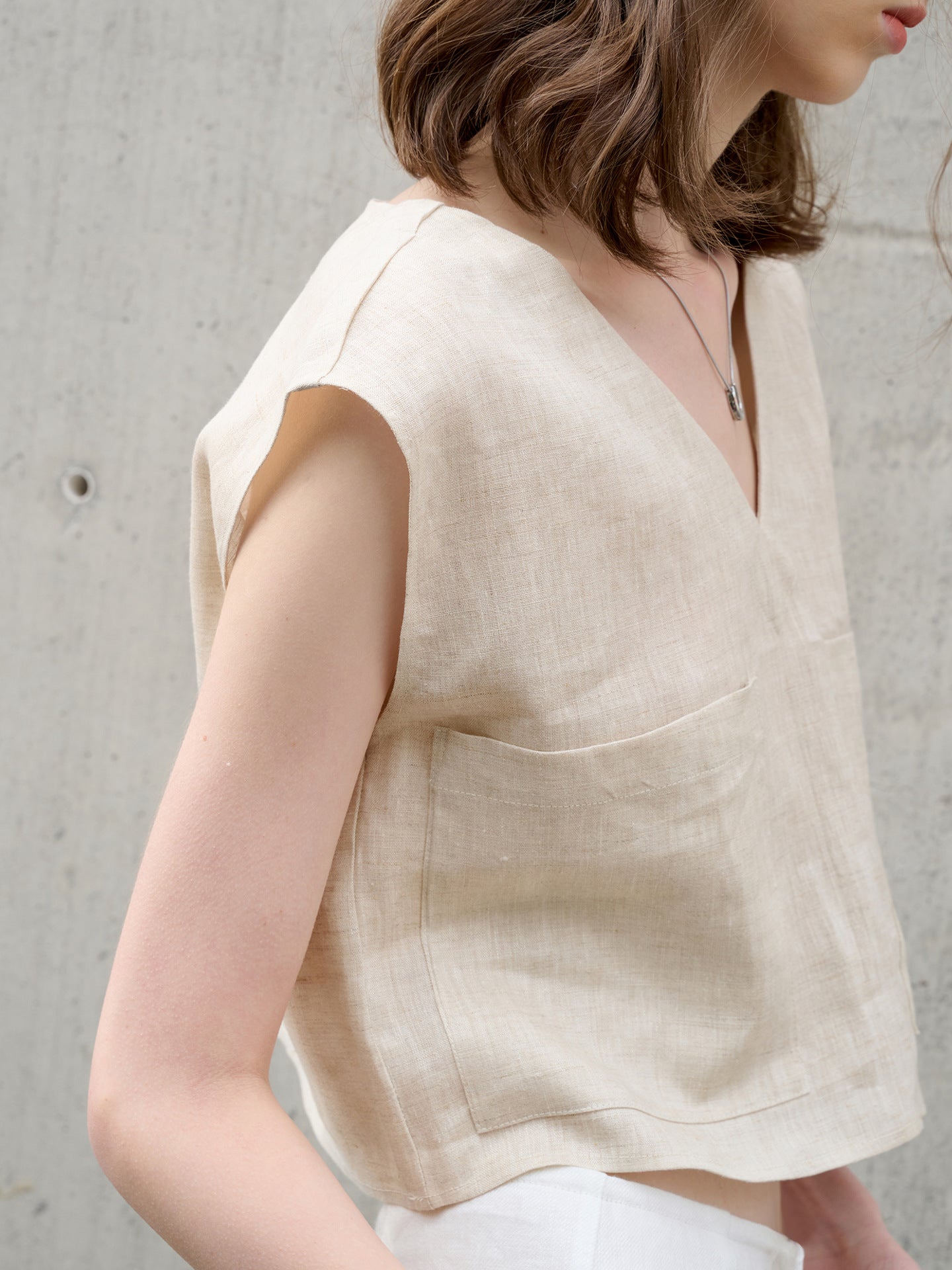 100% Natural Linen Crop Top – Soft Structure, Clean Line - Taichi - Zen