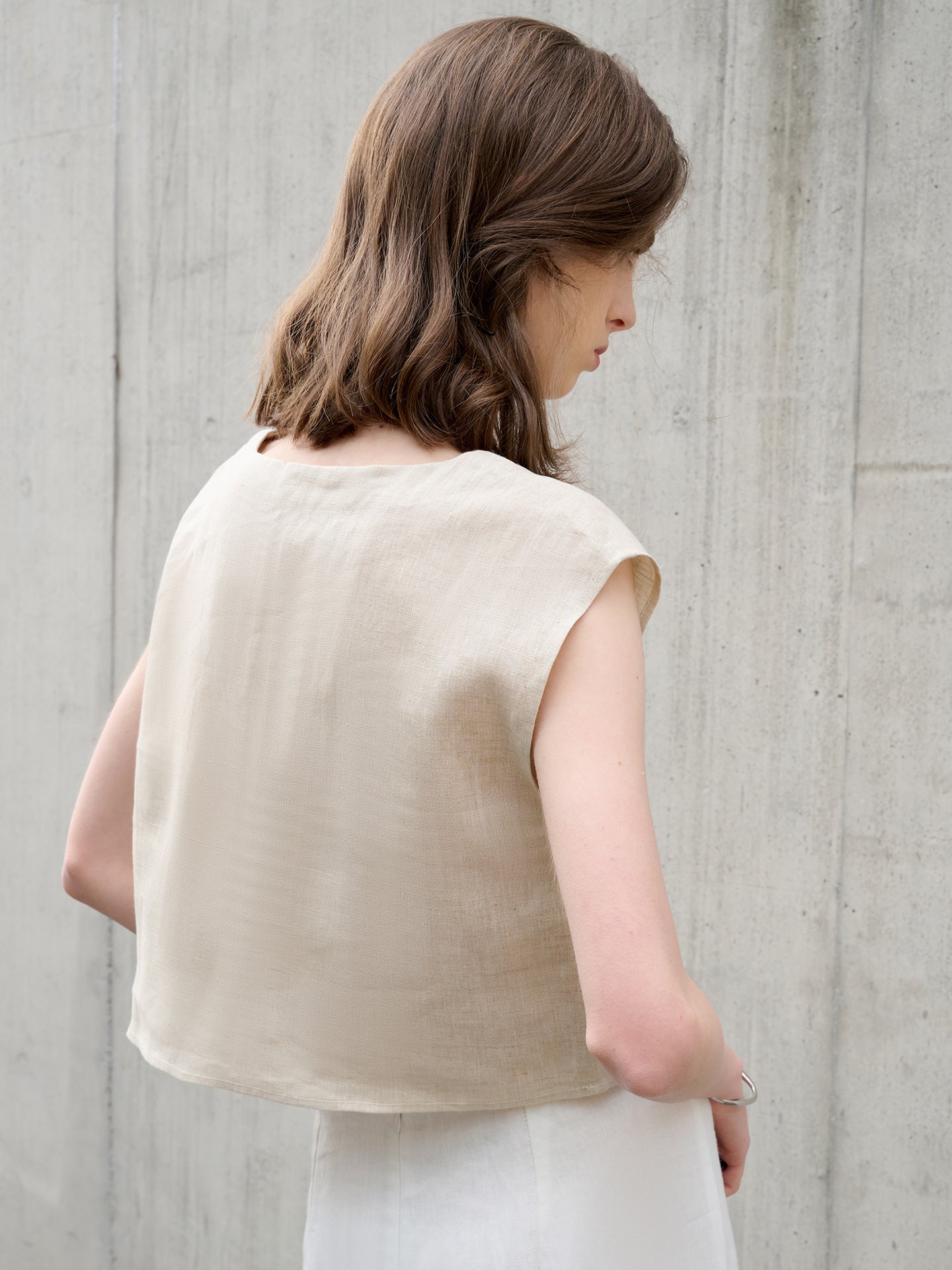 100% Natural Linen Crop Top – Soft Structure, Clean Line - Taichi - Zen