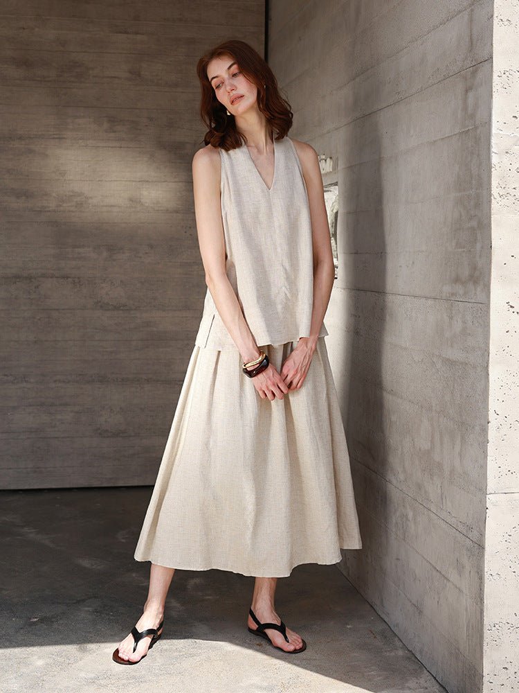 Flow Form – 100% Linen A - Line Sleeveless Top - Taichi - Zen