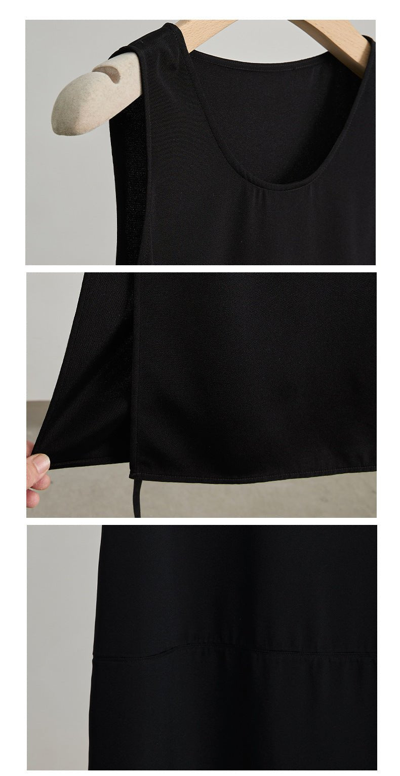 Black Silk Sleeveless Dress – Stillness with Strength - Taichi - Zen