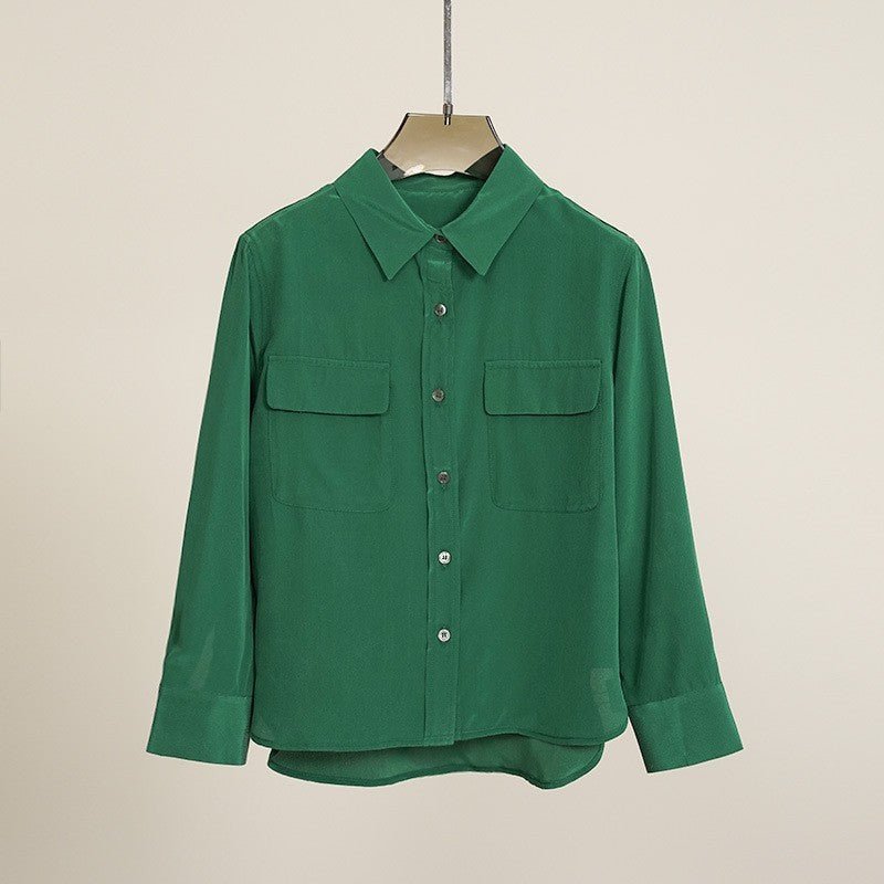 Washed Silk Shirt in Emerald|For Days That Need Clarity - Taichi - Zen