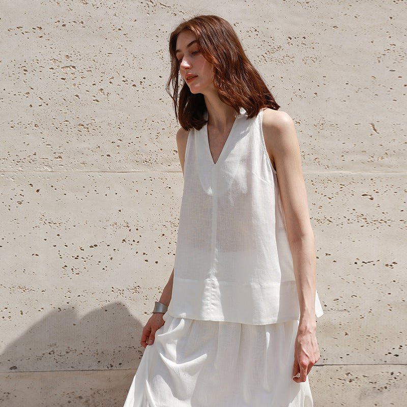 Flow Form – 100% Linen A - Line Sleeveless Top - Taichi - Zen