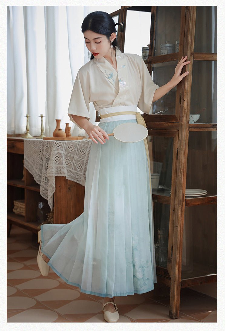 The Faint Blue Between Words – Pleated Hanfu Set - Taichi - Zen