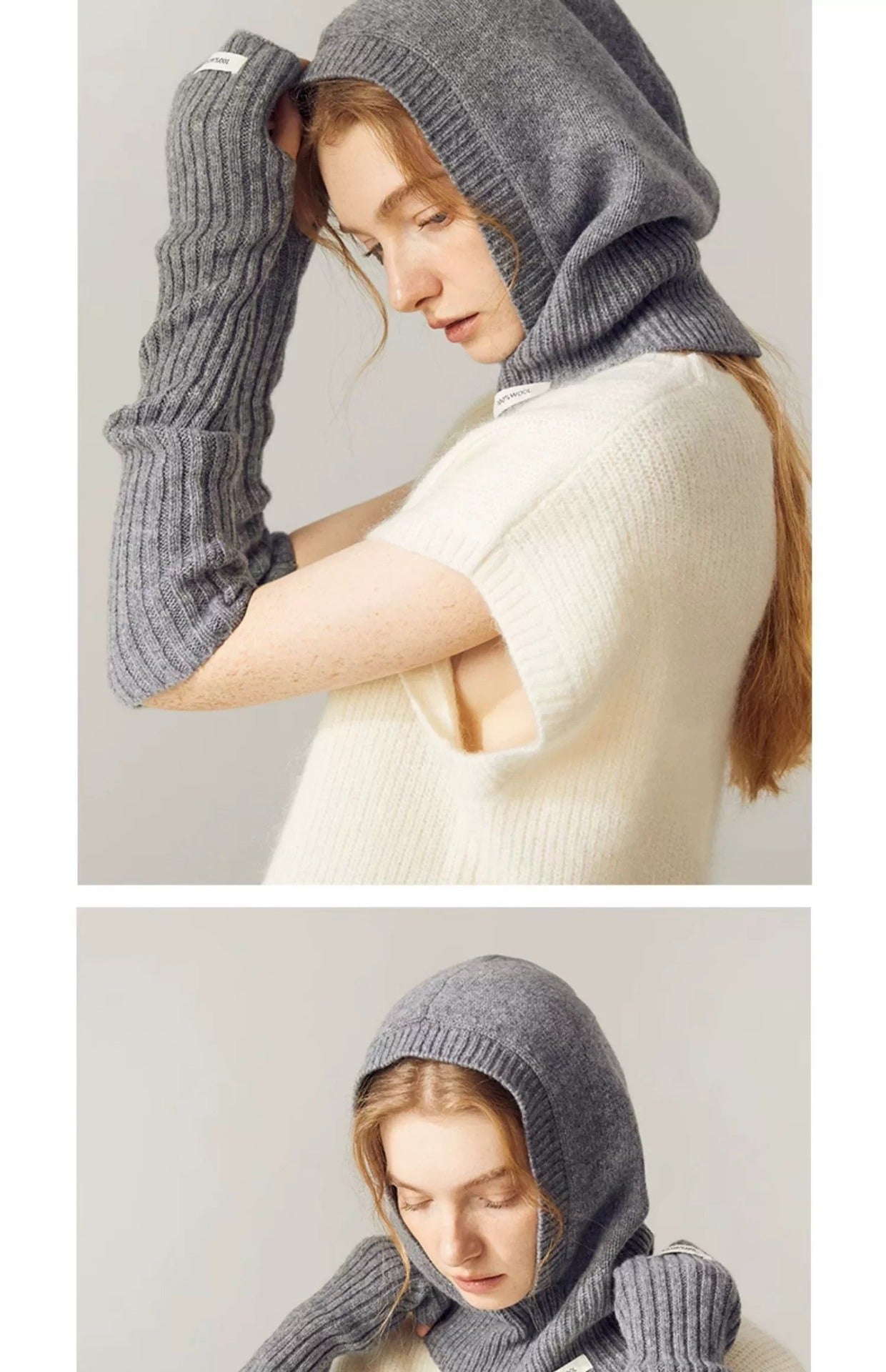 Ladies Wool Balaclava Hat Winter Knitted Beanie  Face Mask Neck Warmer Women's Fashion Winter Cap Ear Protection