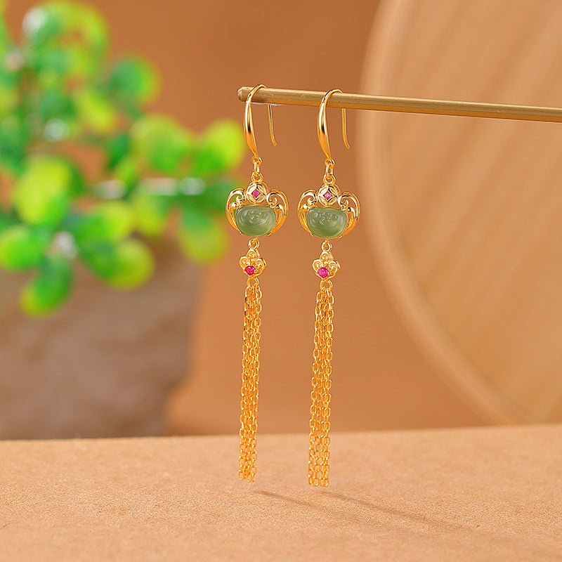 Jade Energy Earrings – 925 Silver & Gold for Grounding + Flow - Taichi - Zen