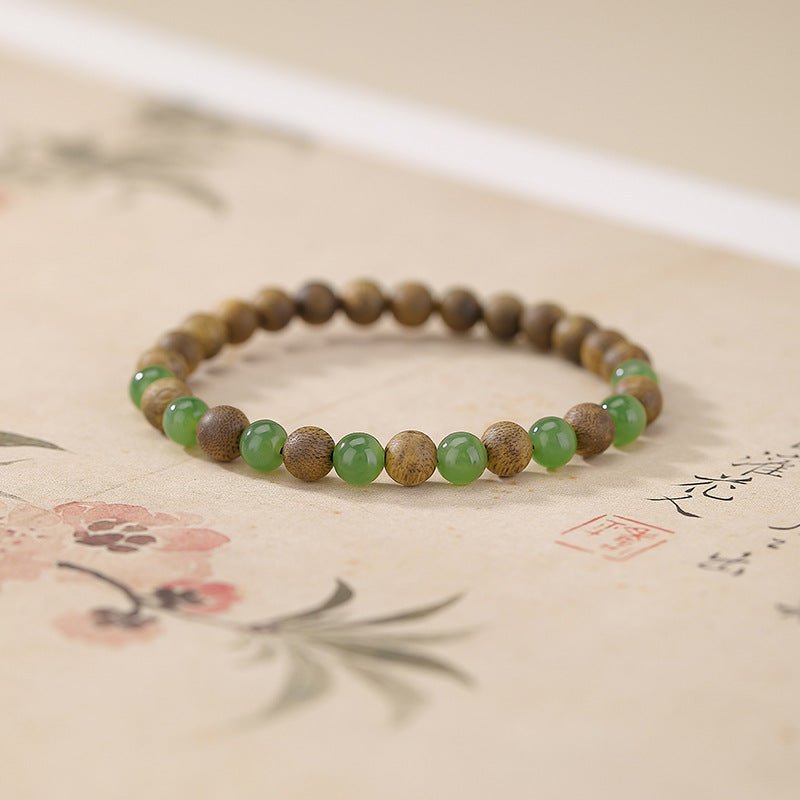 Agarwood & Hetian Jade Bead Bracelet – The Scent of Serenity, The Touch of Jade - Taichi - Zen
