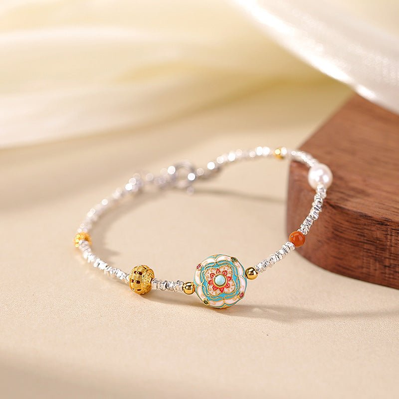 S925 Gold - Plated "Broken Silver" Bracelet – "Whispering Garden Cuff" - Taichi - Zen