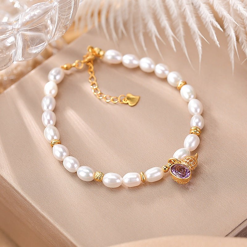 The Mindful Luxury Bracelet – Pearl & Amethyst Harmony for Clarity & Grace - Taichi - Zen