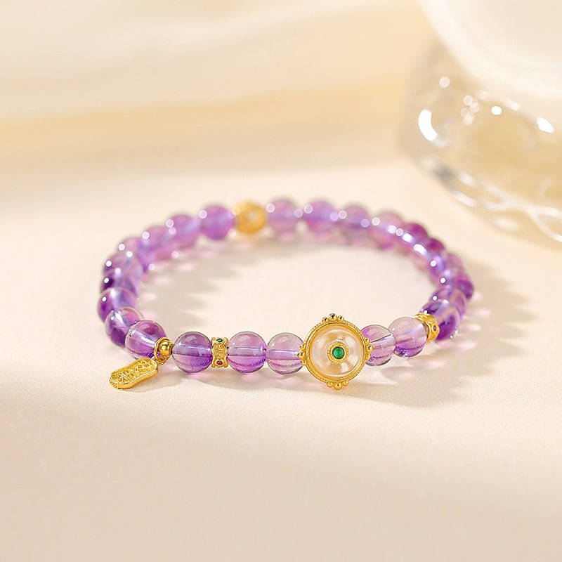 S925 Sterling Silver Amethyst & Clear Crystal Bracelet – Ethereal Beauty Meets Mindful Elegance - Taichi - Zen