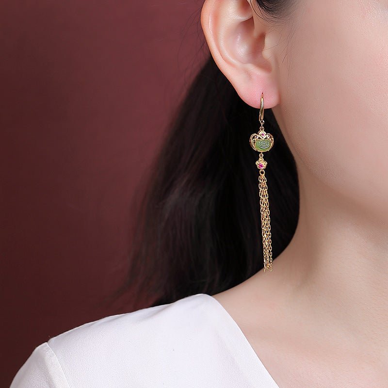Jade Energy Earrings – 925 Silver & Gold for Grounding + Flow - Taichi - Zen
