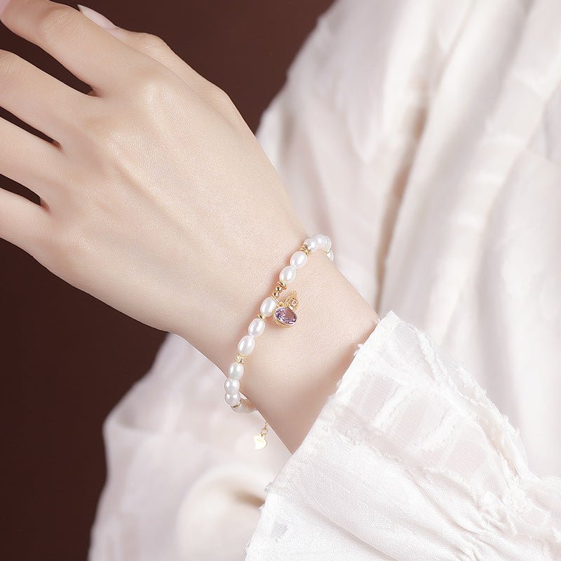 The Mindful Luxury Bracelet – Pearl & Amethyst Harmony for Clarity & Grace - Taichi - Zen