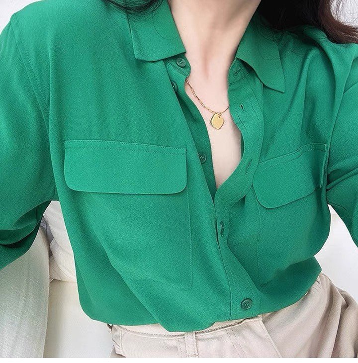 Washed Silk Shirt in Emerald｜For Days That Need Clarity - Taichi - Zen