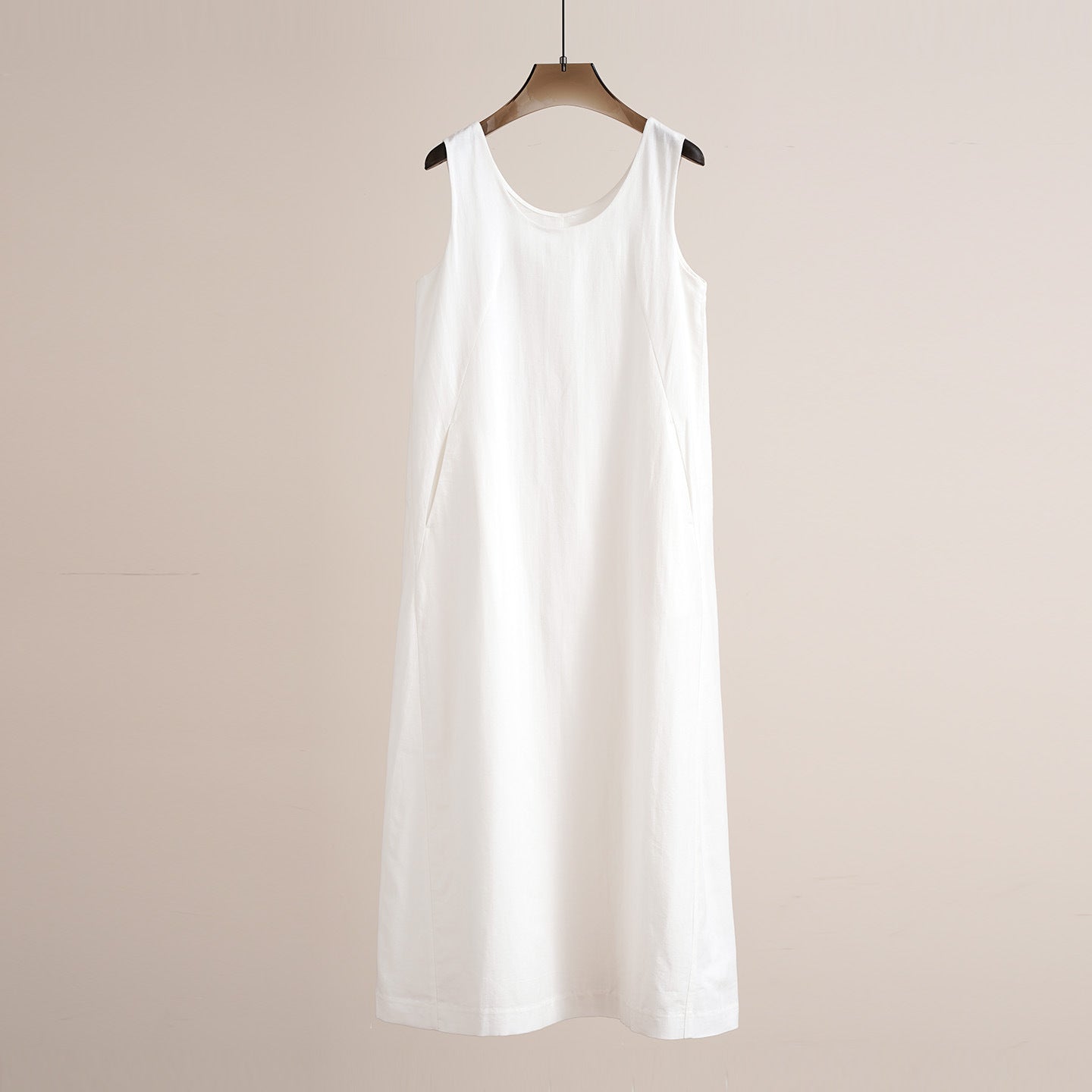 Silk - Linen Sleeveless Maxi Dress – Bare, Light, Unbothered - Taichi - Zen