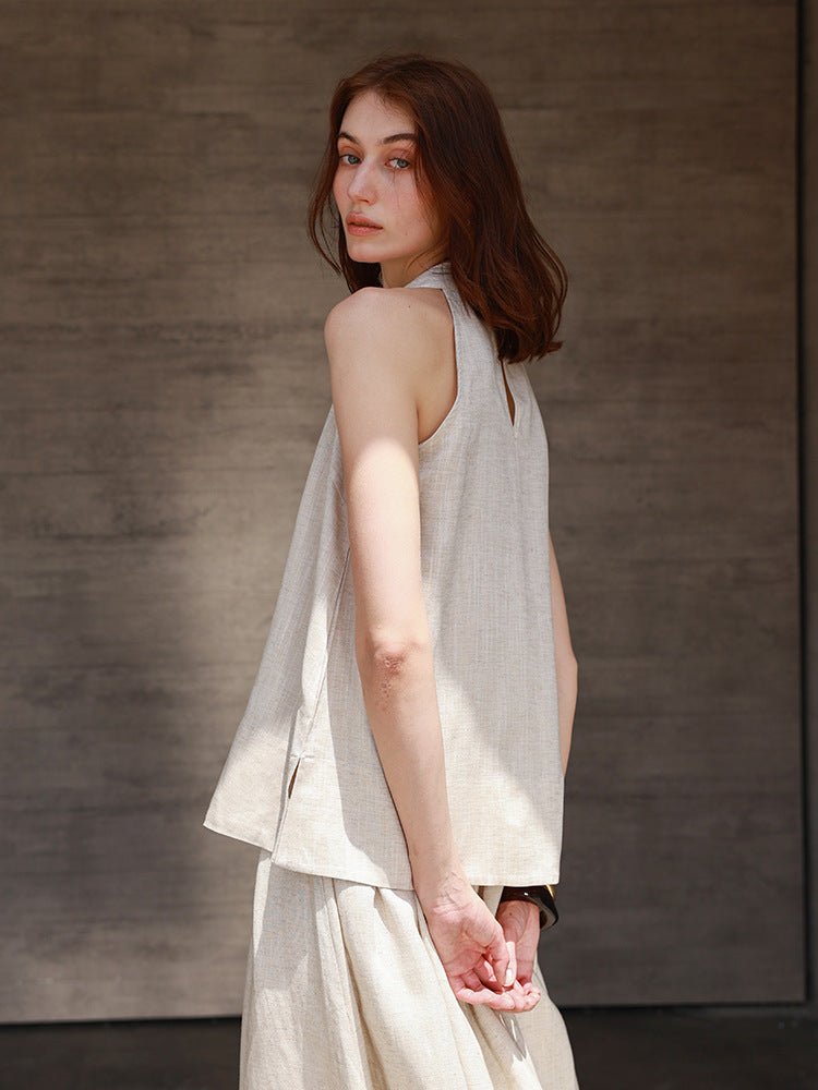 Flow Form – 100% Linen A - Line Sleeveless Top - Taichi - Zen