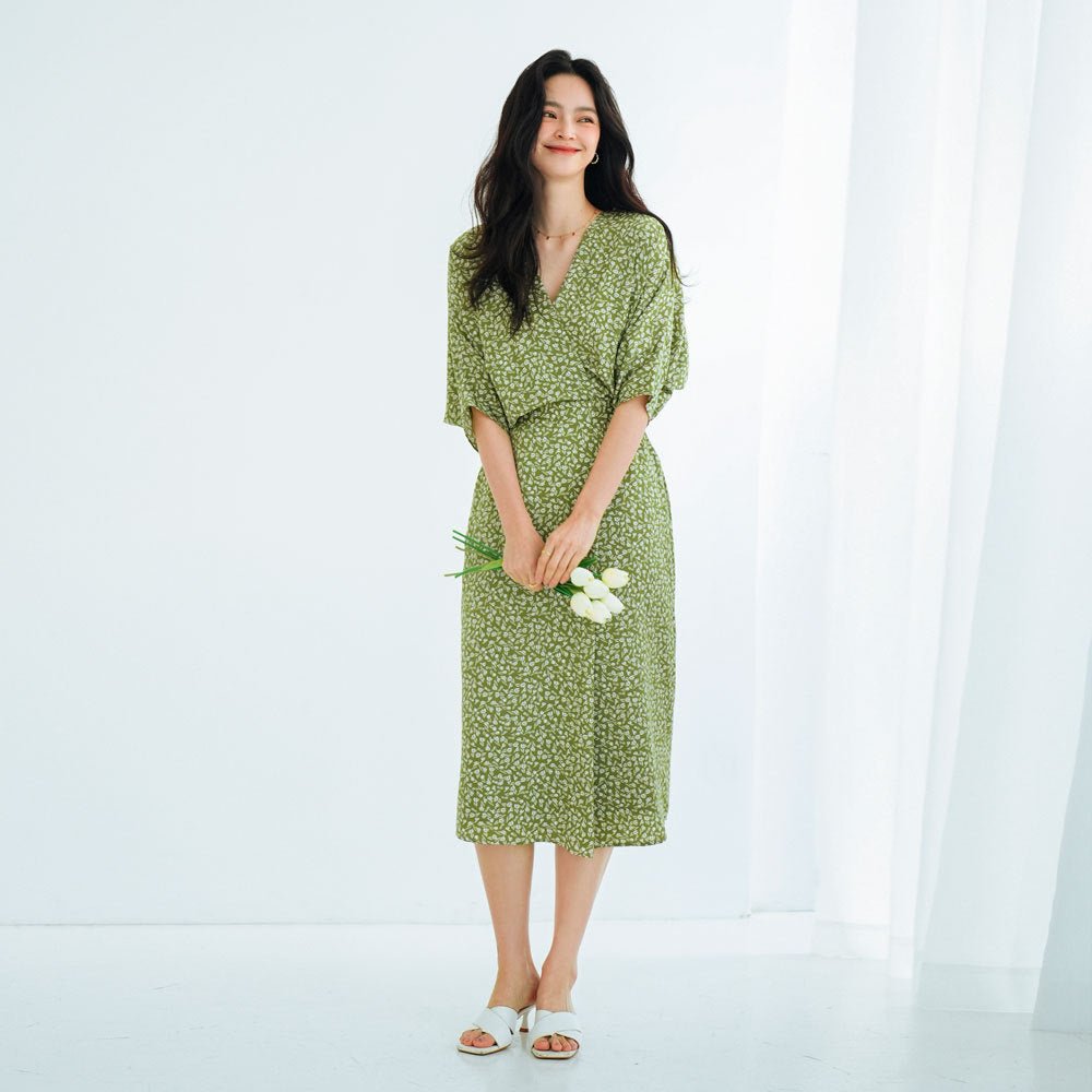 Green Printed Summer Dress — Light Without Asking - Taichi - Zen