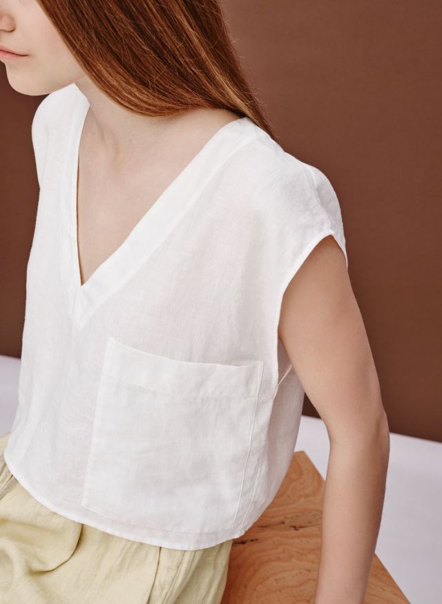 100% Natural Linen Crop Top – Soft Structure, Clean Line - Taichi - Zen