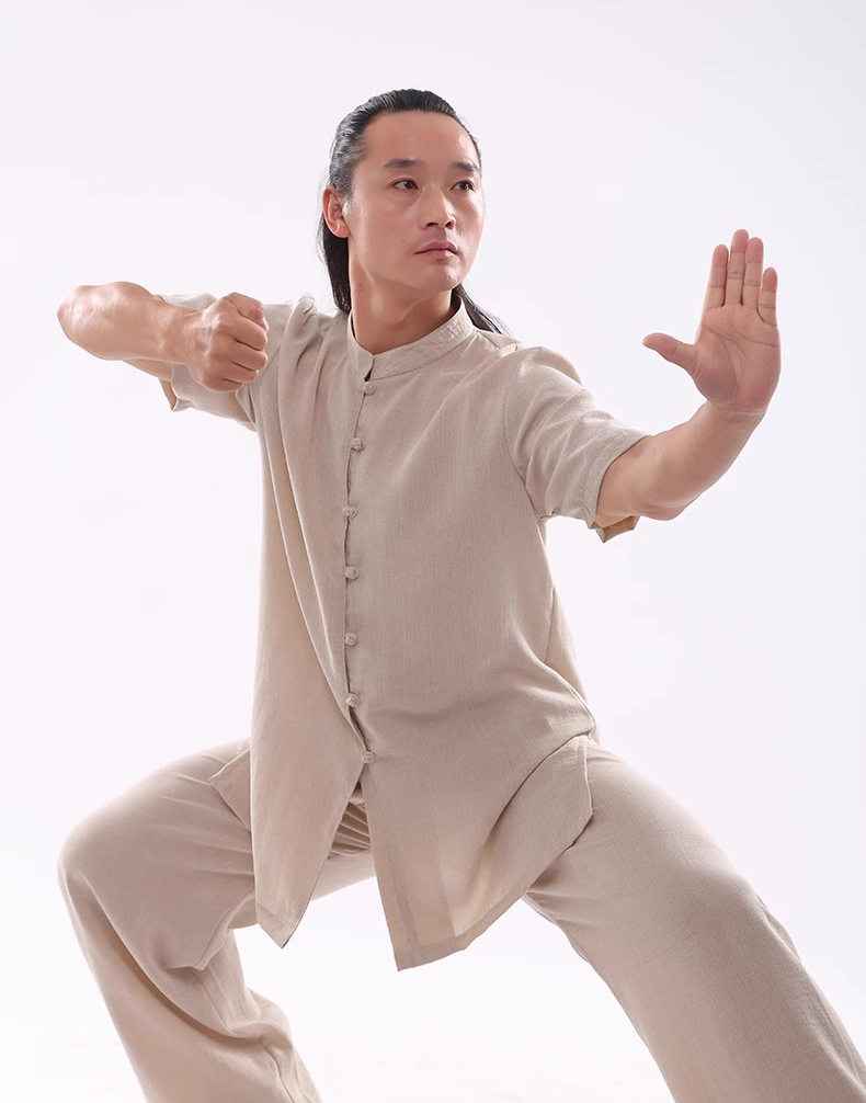 Unisex Wudang Mountain Tai Chi Gear: Short-Sleeved, Eco-Conscious Natural Linen, Authentic Hanfu-Inspired - Chinese Martial Arts Apparel