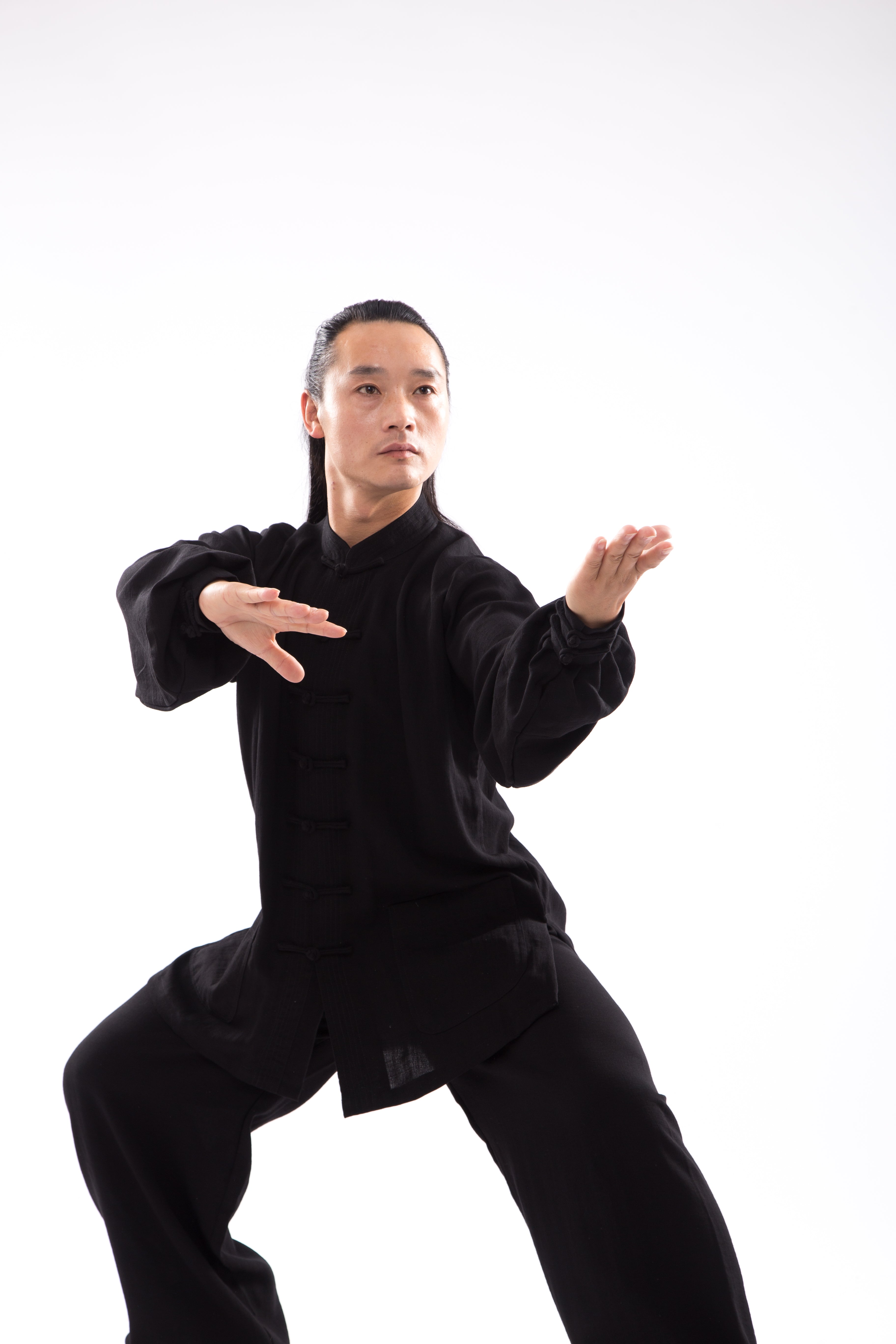 Natural Linen Tai Chi Suit - Unisex Wudang Style Uniform with traditional frog button closures