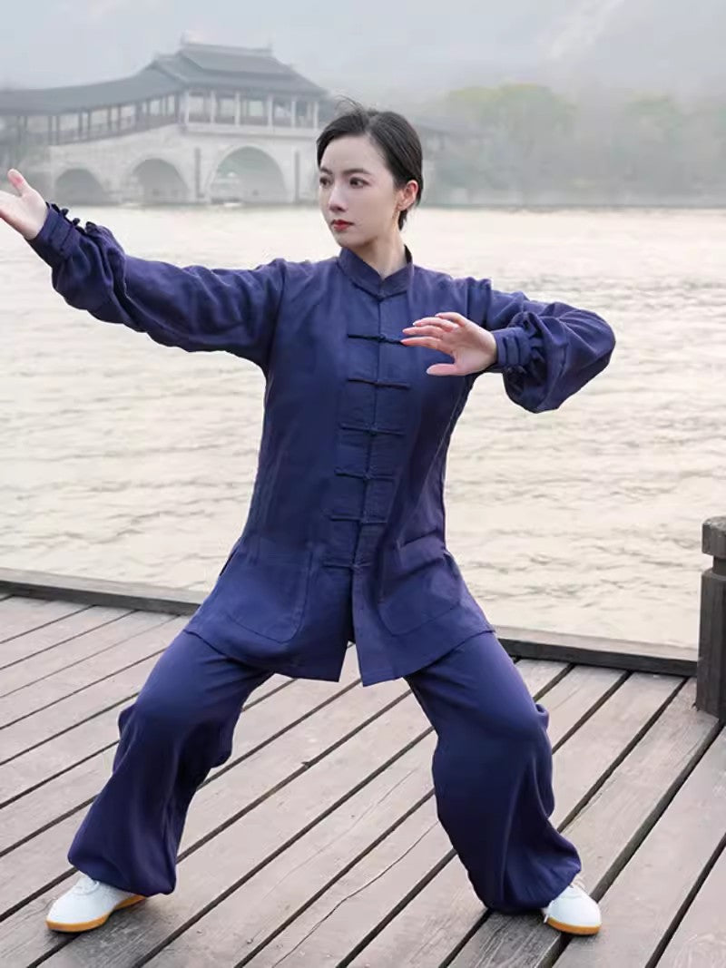 Serene Wudang Mountain Tai Chi Harmony Hanfu: Unisex, 100% Organic Linen - Classic Chinese Martial Arts Wear