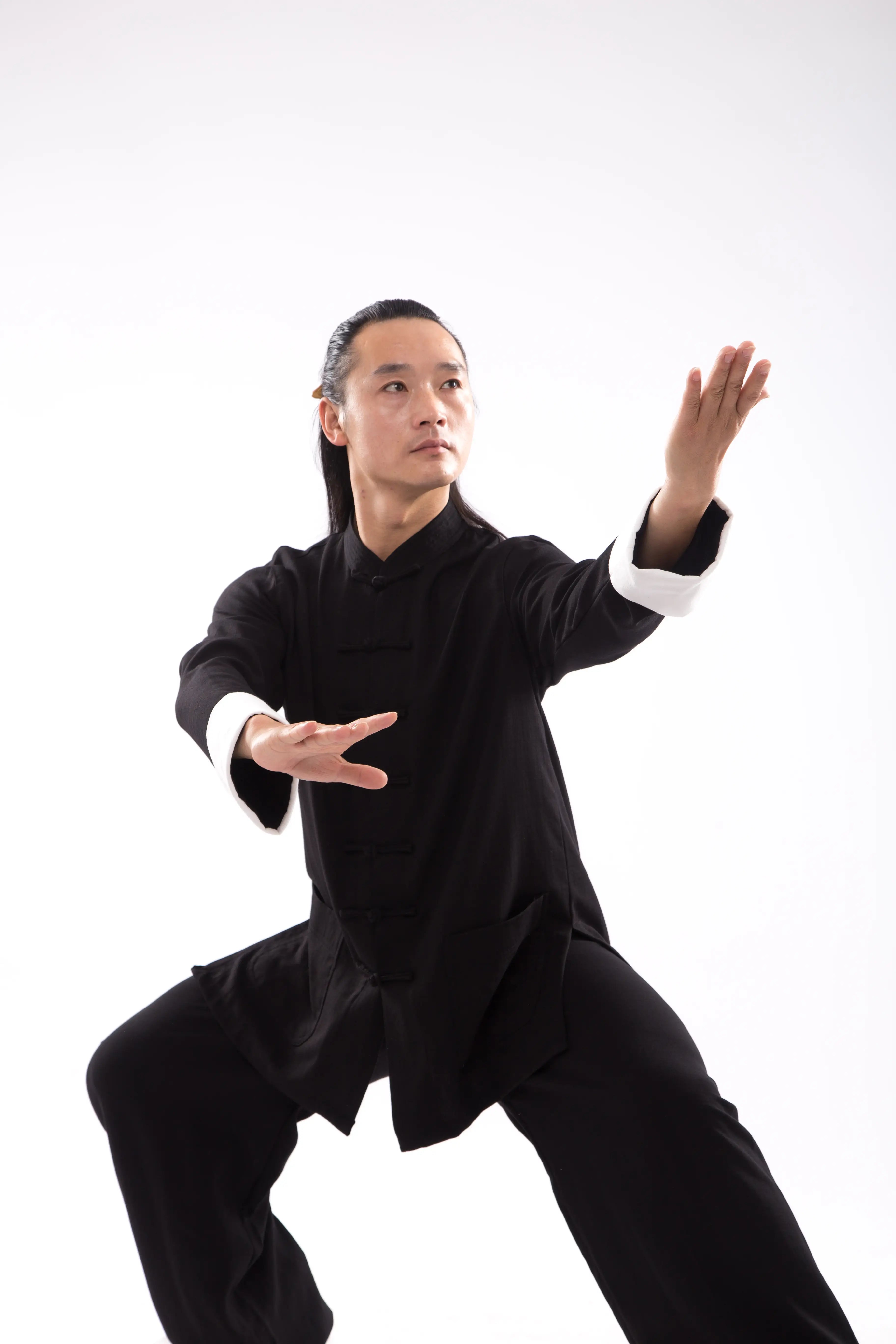 Classical Wudang Mountain Tai Chi Hanfu: Gender-Neutral, Two-Tone Cuffs, Premium Silk & Linen Blend - Genuine Traditional Chinese Martial Arts Attire