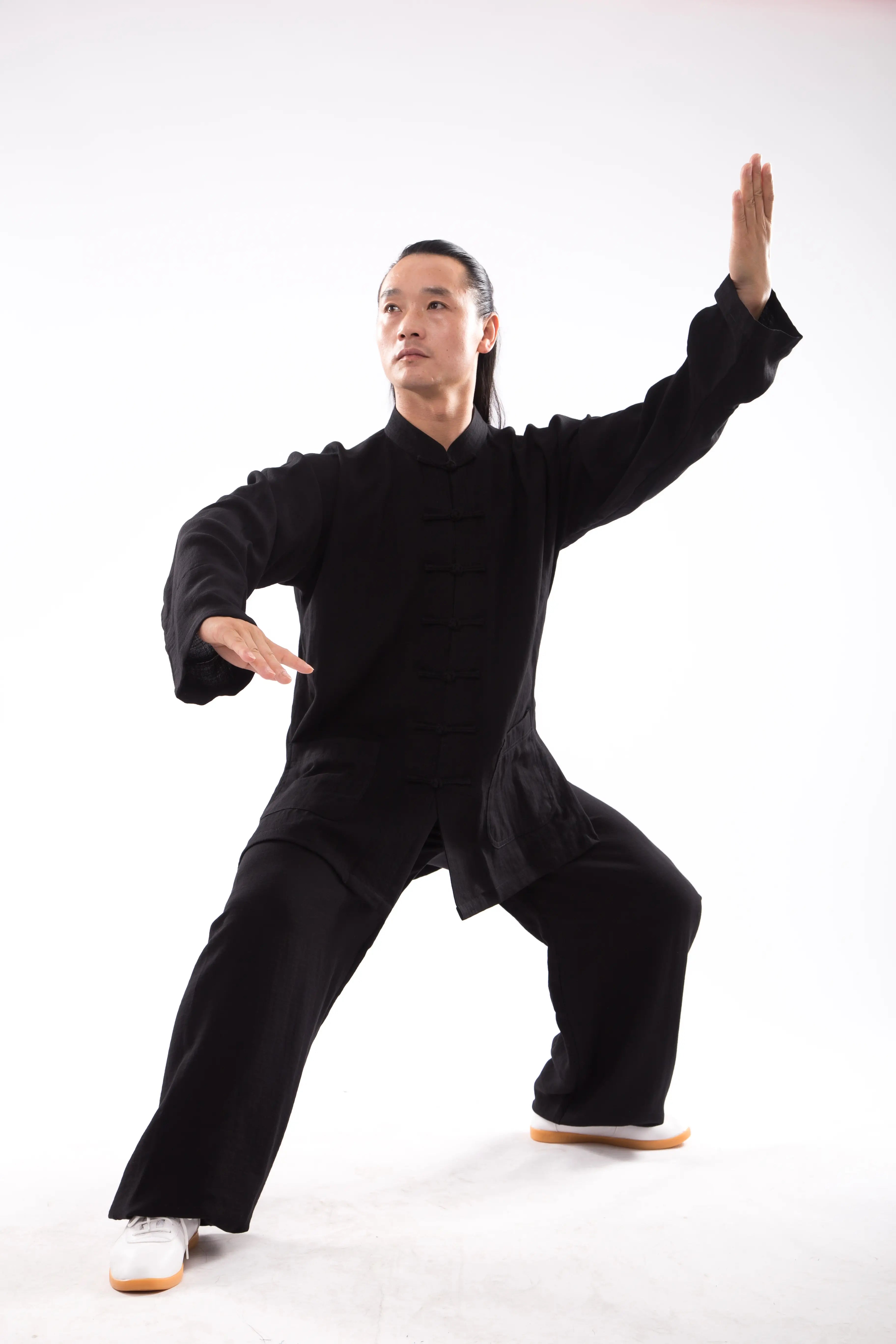 Timeless Classical Black Wudang Mountain Tai Chi Hanfu: Unisex, 100% Natural Linen - Refined Traditional Chinese Martial Arts Ensemble