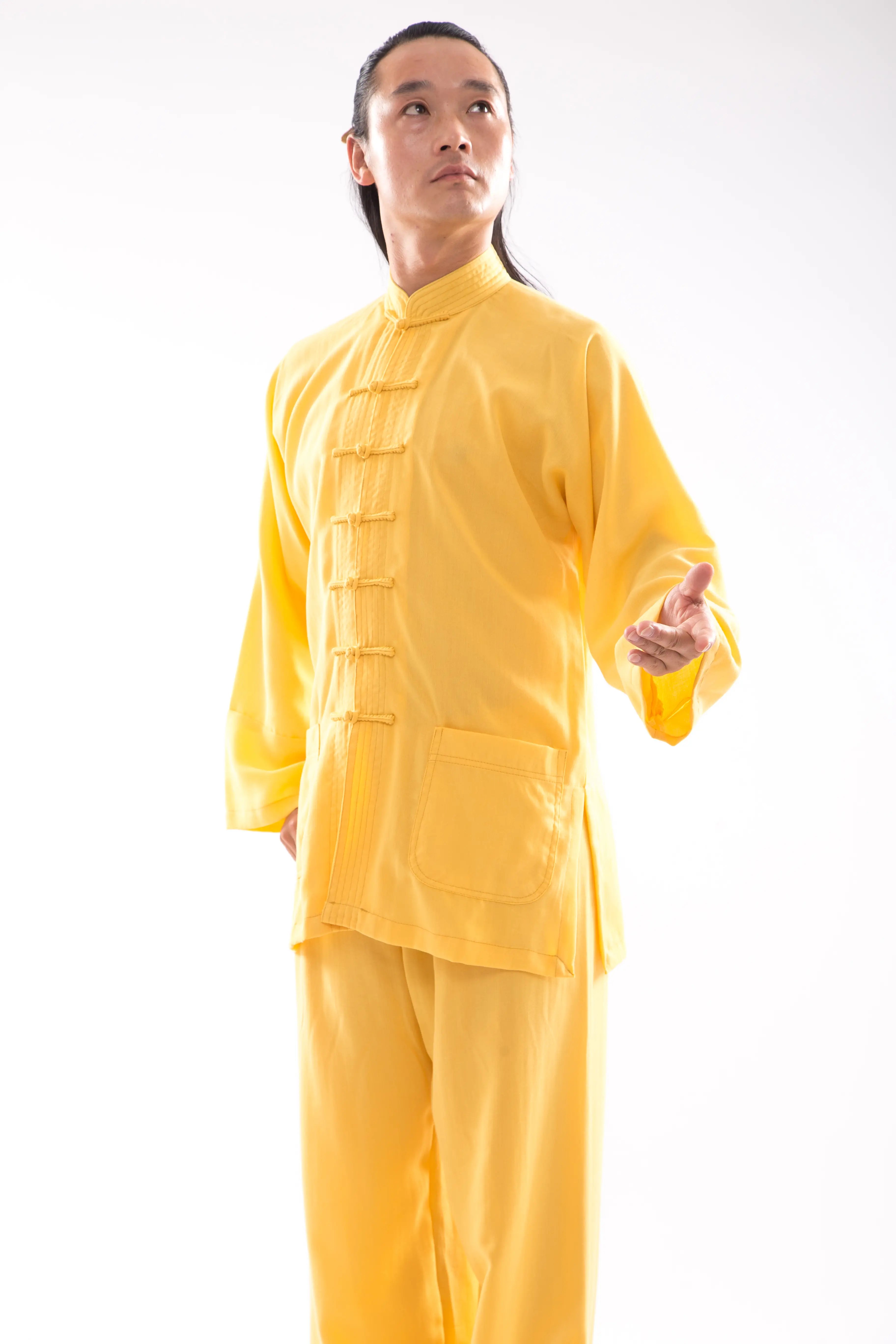 Dragon Yellow Wudang Mountain Wellness Tai Chi Hanfu: Gender-Neutral, 100% Natural Linen - Harmonious Traditional Chinese Martial Arts Garb