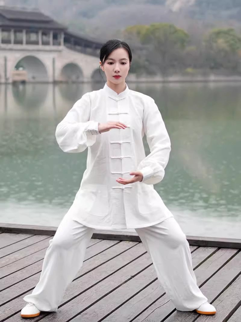 Serene Wudang Mountain Tai Chi Harmony Hanfu: Unisex, 100% Organic Linen - Classic Chinese Martial Arts Wear