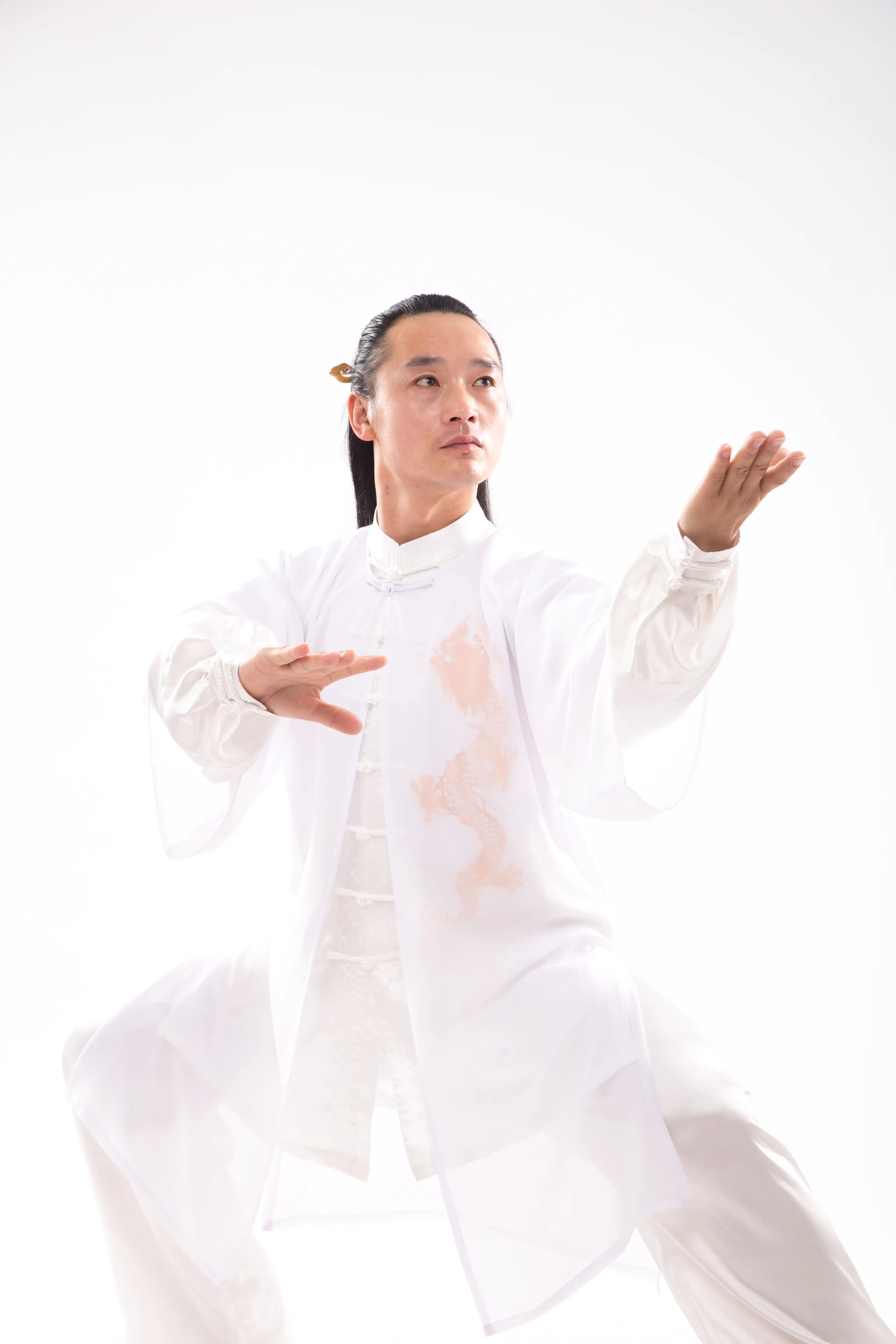 Wudang Mountain Tai Chi Hanfu Sheer Outer Layer: Unisex, Premium Silk & Linen Blend - Graceful Traditional Chinese Martial Arts Ensemble