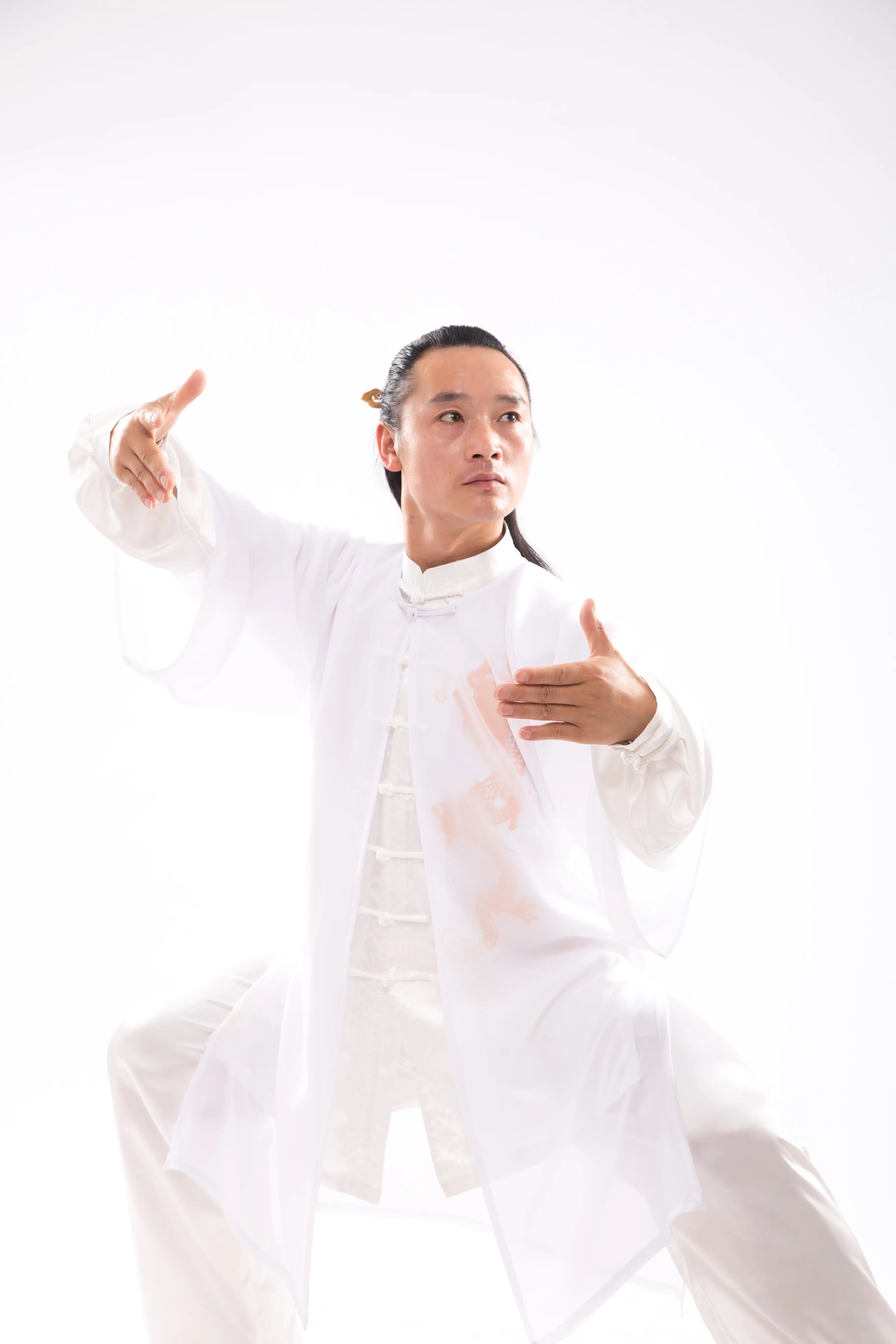 Wudang Mountain Tai Chi Hanfu Sheer Outer Layer: Unisex, Premium Silk & Linen Blend - Graceful Traditional Chinese Martial Arts Ensemble